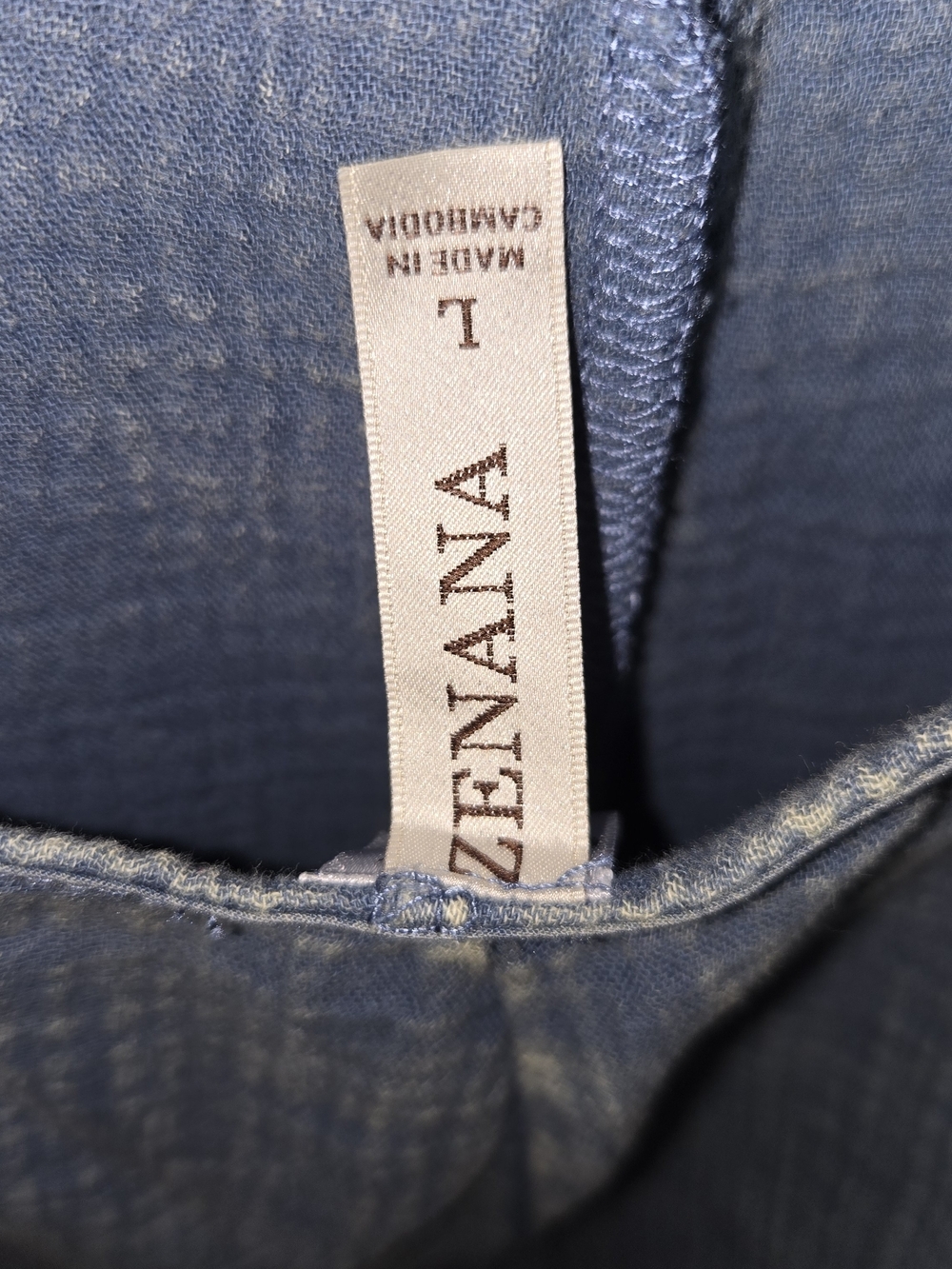 Zenana Outfitters Washed Blue Linen-Blend Wide-Leg Jumpsuit - Picture 3 of 3
